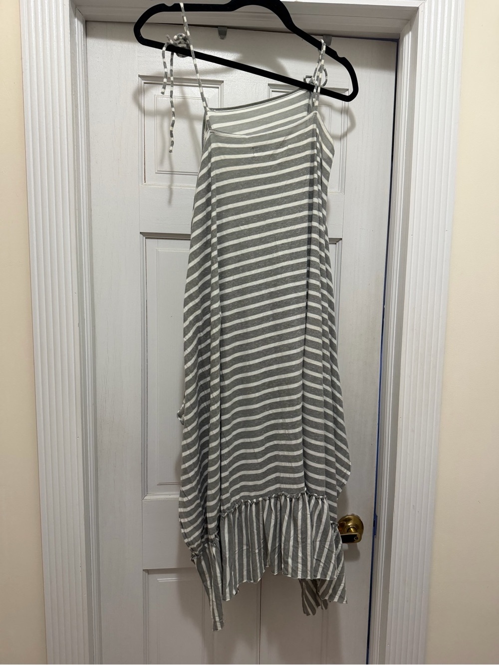 Free People Soft Striped Gray and White Tie-Shoulder Summer cover up